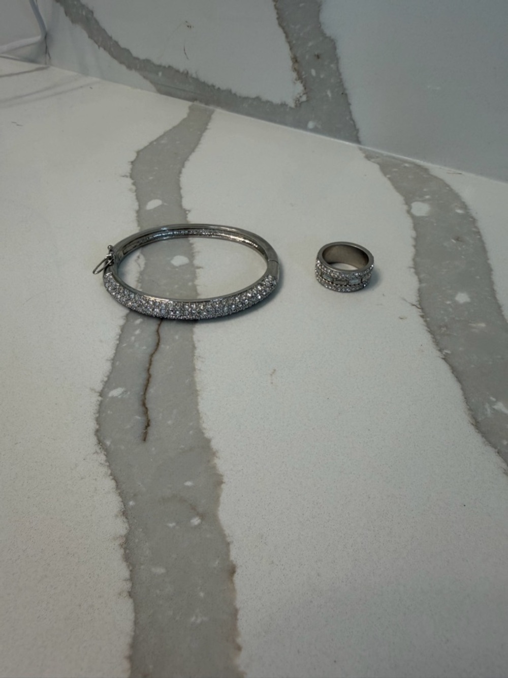 Lia Sophia -Tone Crystal Pave Bangle and Ring Set